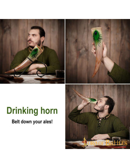 Corno da bere con disegni ornati