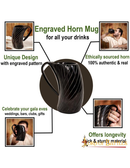 Boccale da birra in corno di bue in...