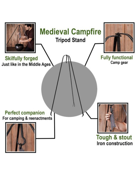 Falò medievale treppiede in ferro...