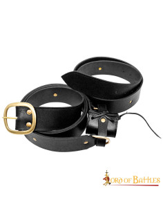Cintura in pelle nera in stile medievale con baldacchino