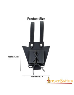 Baldric medievale in pelle nera per pugnali o spade 2