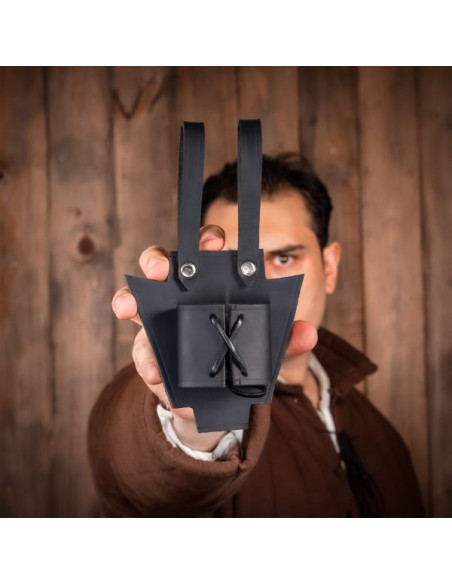 Baldric medievale in pelle nera per...