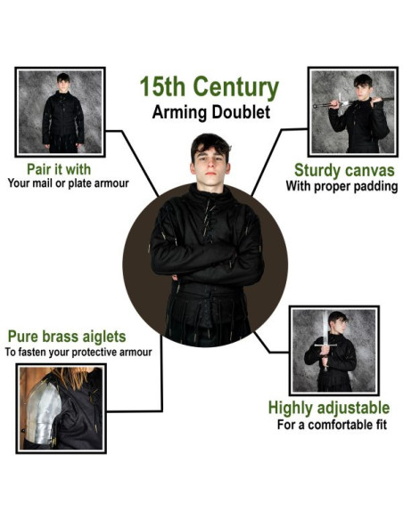 Gilet nero funzionale s. XV, con lacci