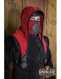 Set Cappuccio + maschera Akku in pelle - Rosso