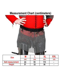 Gonna medievale in cotta di maglia ad anelli rotondi, 9 mm. 2