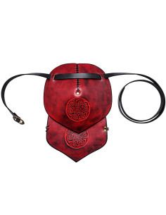 Spallaccio in pelle con disegno a spirale celtica in rilievo