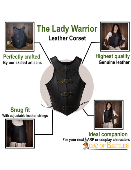 Corsetto in pelle nera Dama Guerrera