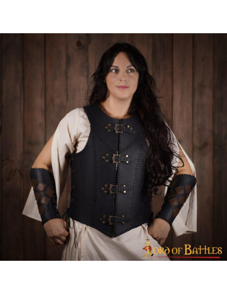 Corsetto in pelle nera Dama Guerrera