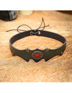 Diadema in pelle con gemma fantasia medievale 2