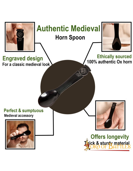 Set 4 cucchiai medievali in corno di Bue