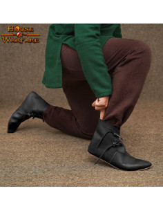 Stivaletti medievali in pelle con lacci - Nero 2