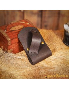 Baldric per spade di legno in cuoio - Marrone (13x8 cm.)