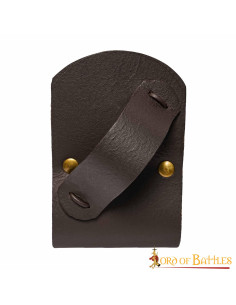 Baldric per spade di legno in cuoio - Marrone (13x8 cm.) 2