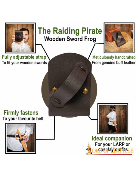 Baldric per spade di legno in cuoio -...