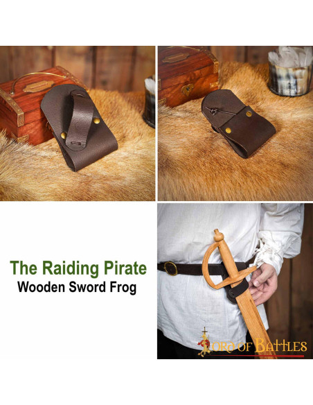 Baldric per spade di legno in cuoio -...
