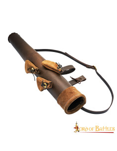 Faretra in pelle marrone con tasche a punta di freccia... 2