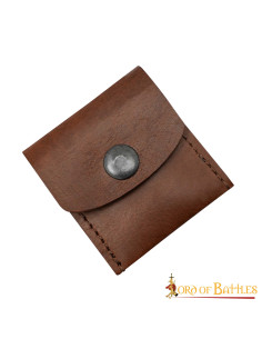 Pratica borsa medievale in pelle - Marrone (6,8x6,3 cm.)