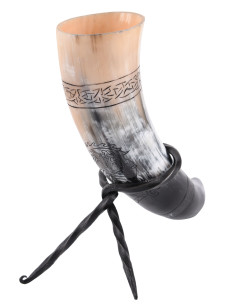 Corno Viking Norse Wolf Fenrir con supporto (200-300 ml.)