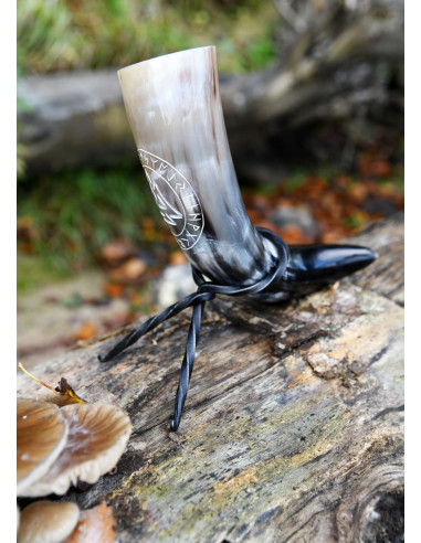 Corno celtico Valknut con supporto (200-300 ml.)