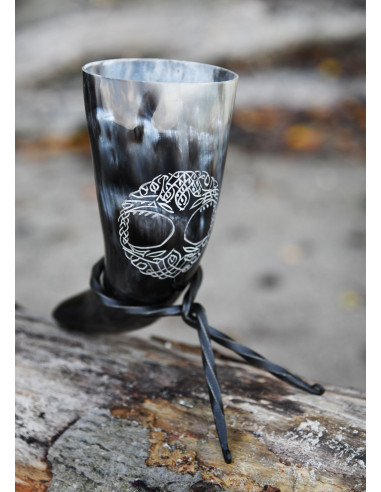 Corno vichingo, l'albero della vita Yggdrasil con supporto (200-300 ml.)