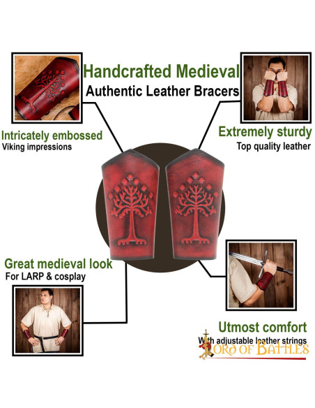 Bracciali Albero di Gondor in vera pelle