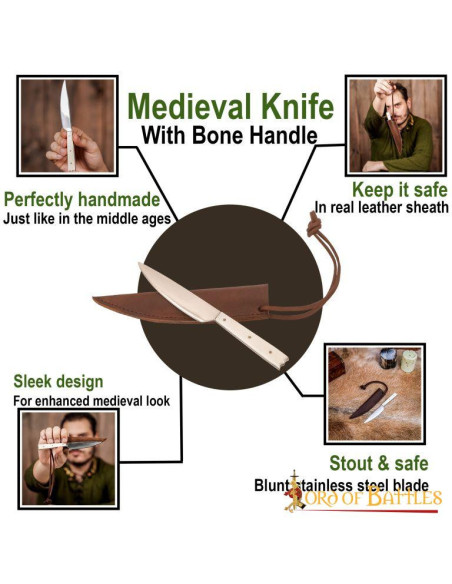 Coltello medievale con manico in osso...