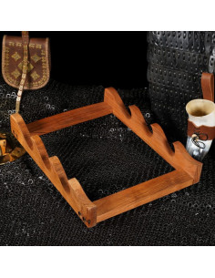 Staffa da parete in legno per appendere 3 spade 2