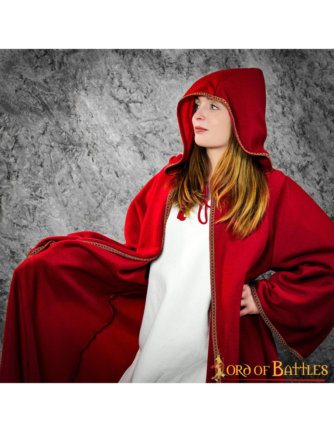 Mantella medievale invernale rossa per donna, con maniche ⚔️ Negozio  Medievale