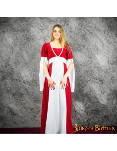 Abito medievale Inés in camoscio - Rosso