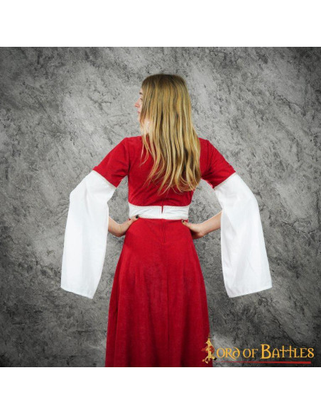 Abito medievale Inés in camoscio - Rosso
