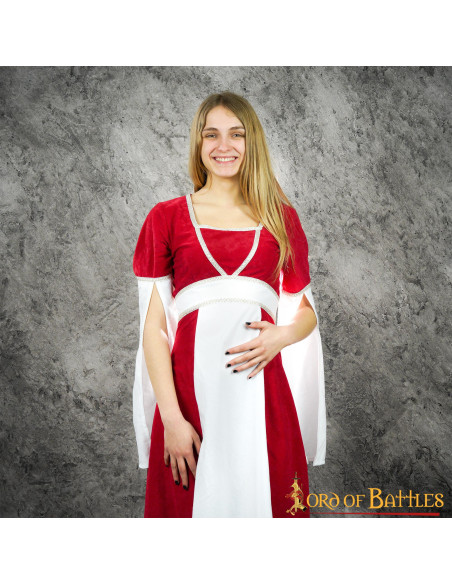 Abito medievale Inés in camoscio - Rosso