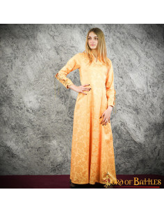Abito medievale donna cortigiana con broccati - Giallo