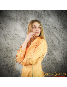 Abito medievale donna cortigiana con broccati - Giallo 2