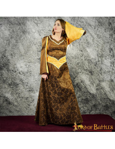 Abito da donna medievale Sabat con broccati