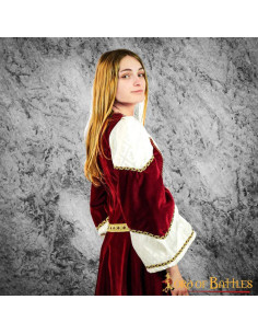 Abito Medievale Nobile Caterina con broccati - Granato ed... 2