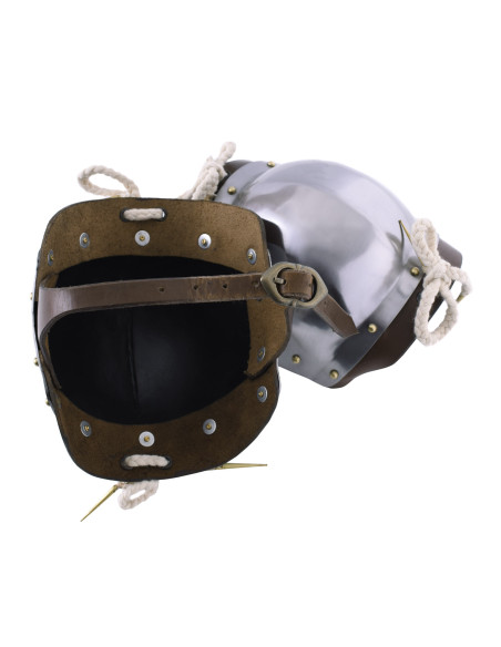 Ginocchiere medievali in acciaio, coppia