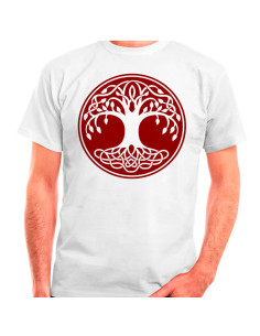 T-shirt celtica Tree of Life di colore bianco, manica corta
