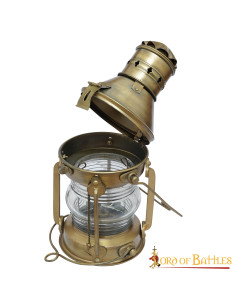 Lucerna medievale in ottone (15,7x33 cm.)