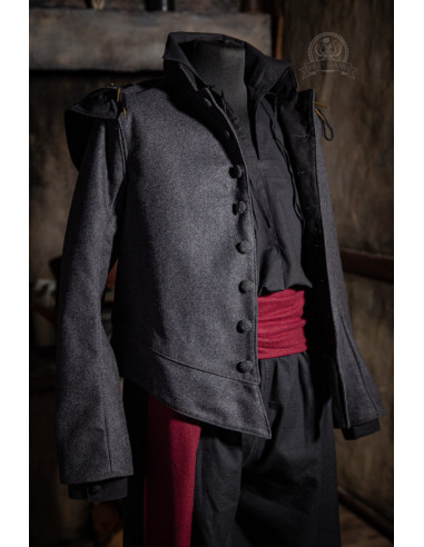 Giacca da moschettiere in lana Quentin - grigia