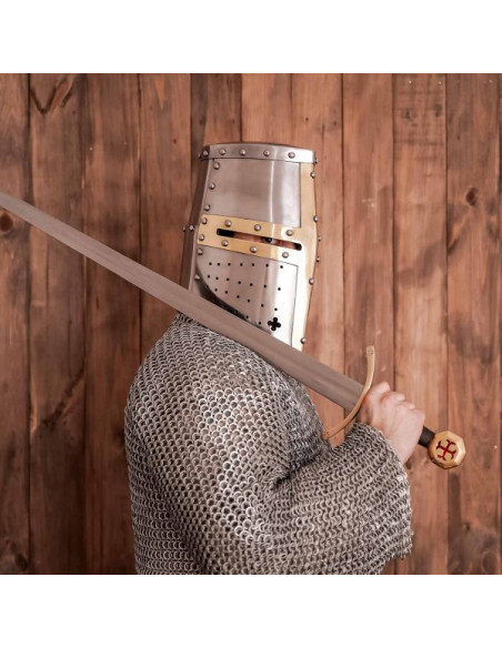 Elmo crociato con croce in ottone