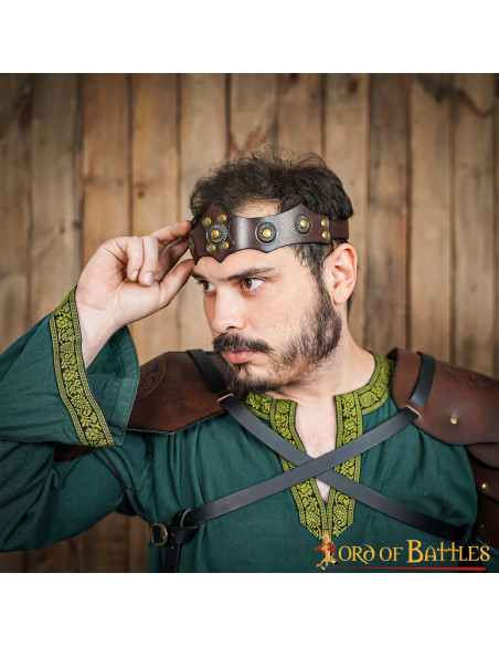 Tiara medievale unisex in pelle, vari...