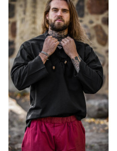 Camicia medievale lacci modello Ansbert, colore nero