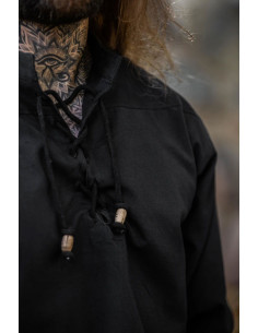 Camicia medievale lacci modello Ansbert, colore nero 2