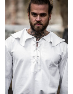 Camicia medievale con collo modello Athos, colore bianco