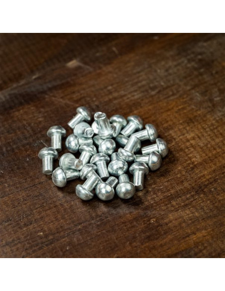 Gioco di 25 rivetti argentati a testa...