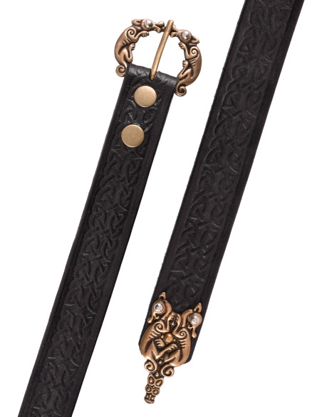 Cintura nodi celtici in pelle nera,...