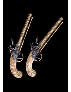 Set di 2 pistole da duello decorative a pietra focaia...