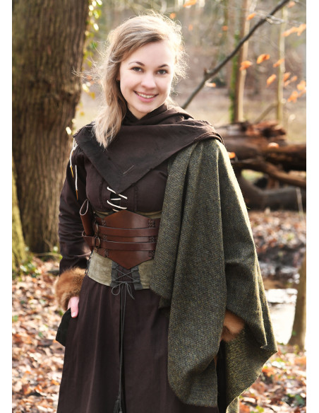 Corpetto medievale in velluto Anik verde