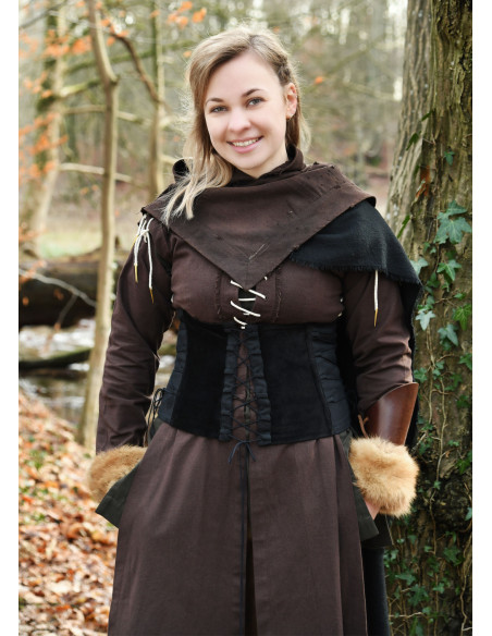 Corpetto medievale in velluto Anik nero