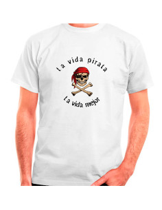 T-shirt bianca da uomo La Vida Pirata, manica corta